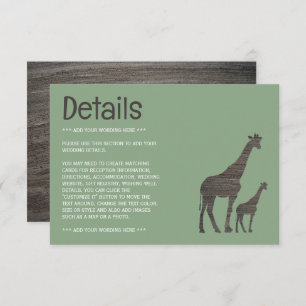 Clay Safari Giraffe, Rustic Wedding Detail Enclosure Card