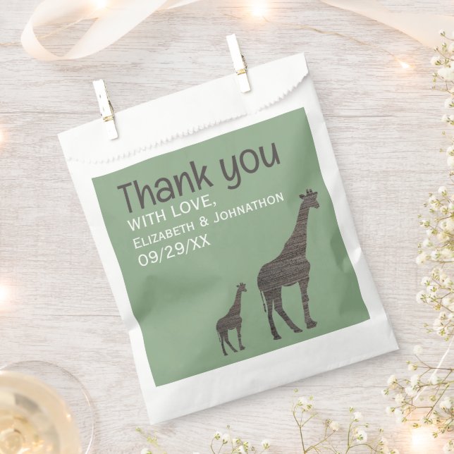 Clay Safari Giraffe, Rustic Wedding Favour Bags (Clipped)