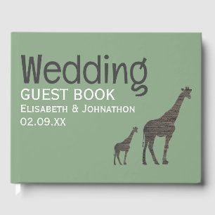 Clay Safari Giraffe, Rustic Wedding Guest Book