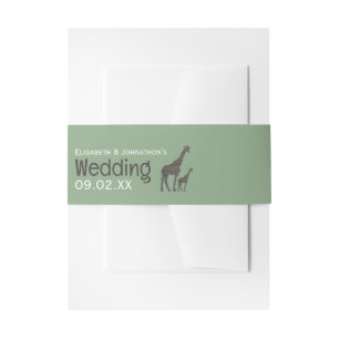 Clay Safari Giraffe, Rustic Wedding Invitation Belly Band