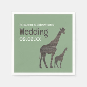 Clay Safari Giraffe, Rustic Wedding Napkin