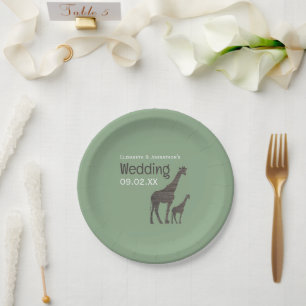 Clay Safari Giraffe, Rustic Wedding Paper Plate