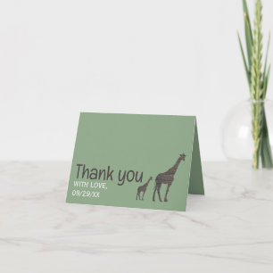 Clay Safari Giraffe, Rustic Wedding Thank You Card