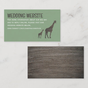 Clay Safari Giraffe, Rustic Wedding Website Enclosure Card