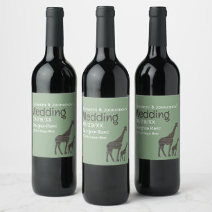 Clay Safari Giraffe, Rustic Wedding Wine Label