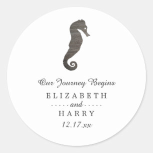 Clay Seahorse Beach Wedding Classic Round Sticker