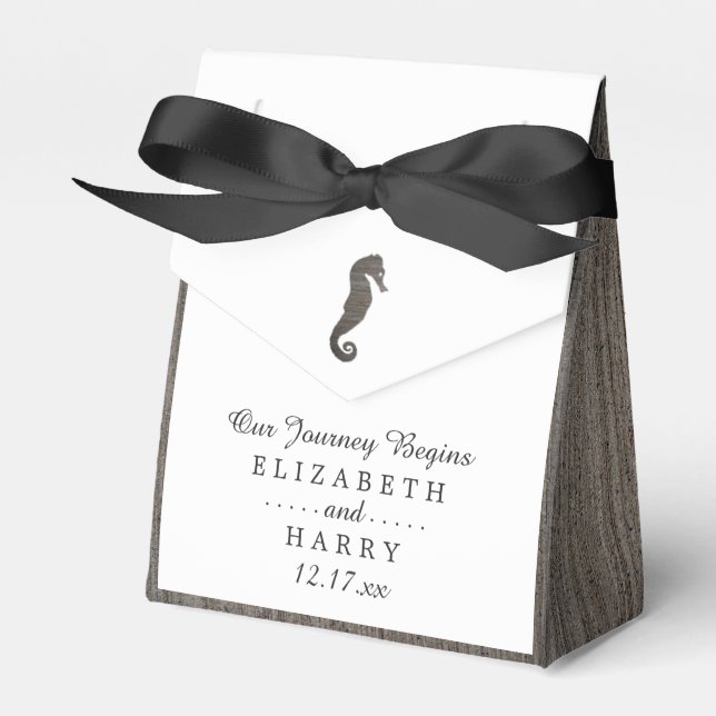 Clay Seahorse Beach Wedding Favour Box (Front Side)