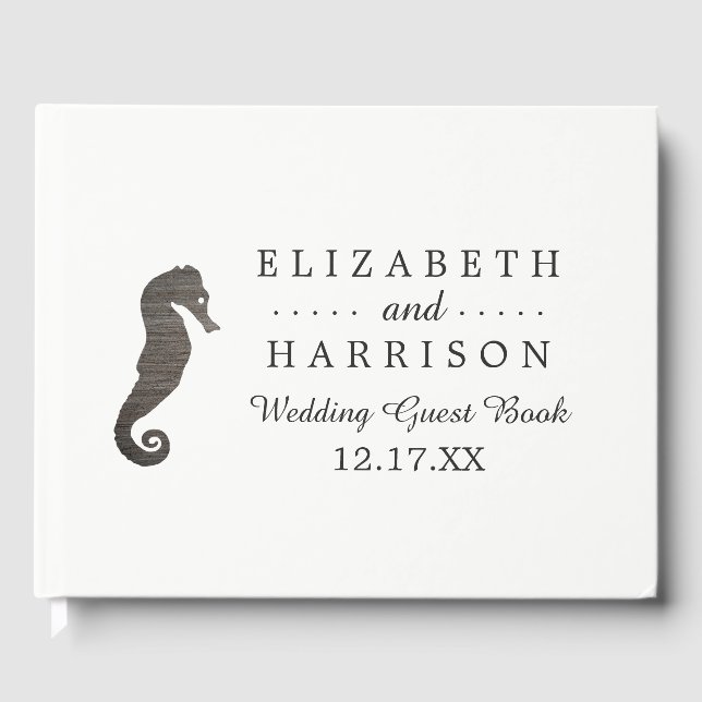 Clay Seahorse Beach Wedding Guest Book (Front)