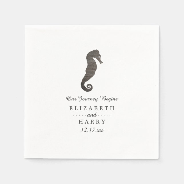 Clay Seahorse Beach Wedding Napkin (Front)