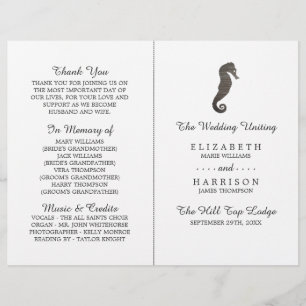 Clay Seahorse Beach Wedding Programme