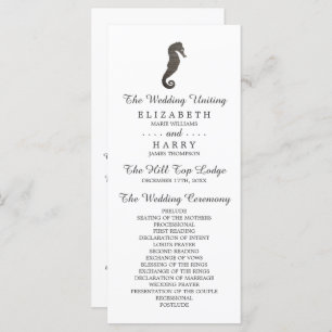 Clay Seahorse Beach Wedding Programme