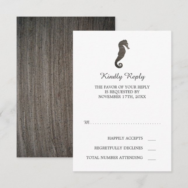 Clay Seahorse Beach Wedding RSVP Card (Front/Back)