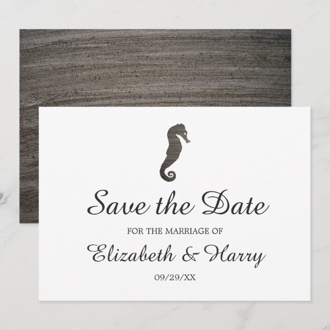 Clay Seahorse Beach Wedding Save The Date (Front/Back)