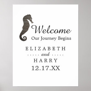 Clay Seahorse Beach Wedding Welcome Poster