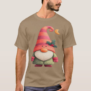 Clay Style Holiday Gnome With Holly Berry T-Shirt