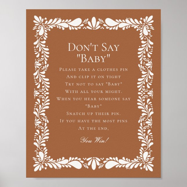 Clay Talavera Tile Dont Say Baby Shower Game Poster (Front)