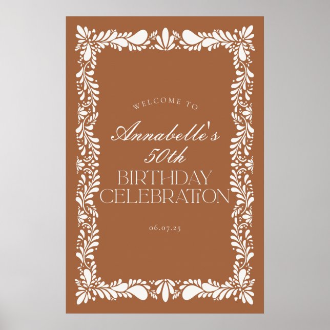 Clay Talavera Tile Fiesta Birthday Party Welcome Poster (Front)