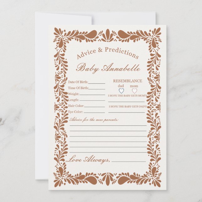 Clay Talavera Tile Spanish Advice for Baby Card (Front)