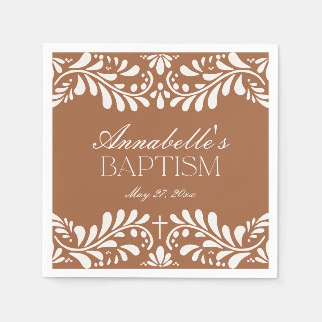 Clay Talavera Tile Spanish Fiesta Baptism Napkin (Front)