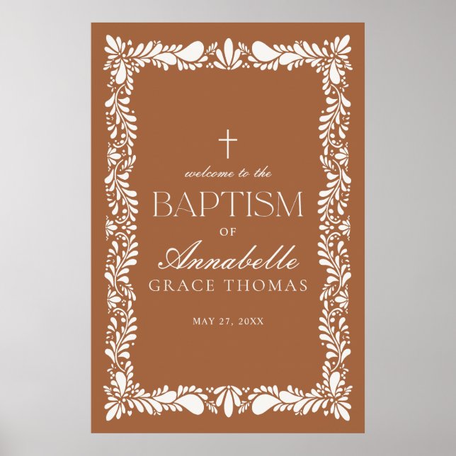 Clay Talavera Tile Spanish Fiesta Baptism Welcome Poster (Front)