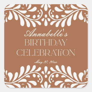 Clay Talavera Tile Spanish Fiesta Birthday Favour Square Sticker