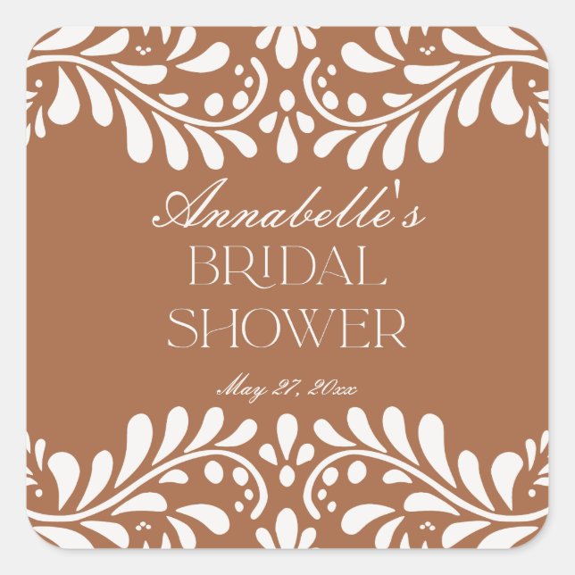 Clay Talavera Tile Spanish Fiesta Bridal Shower Square Sticker (Front)