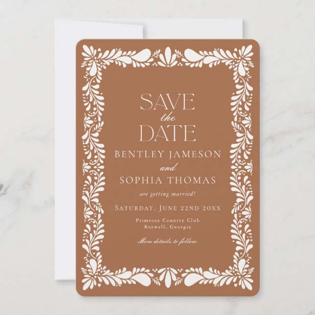 Clay Talavera Tile Spanish Fiesta Save the Date Invitation (Front)