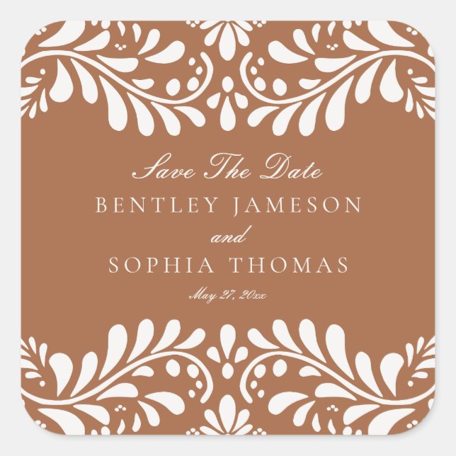 Clay Talavera Tile Spanish Fiesta Wedding Envelope Square Sticker (Front)