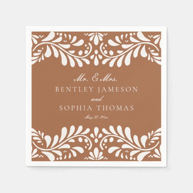 Clay Talavera Tile Spanish Style Fiesta Wedding Napkin (Front)