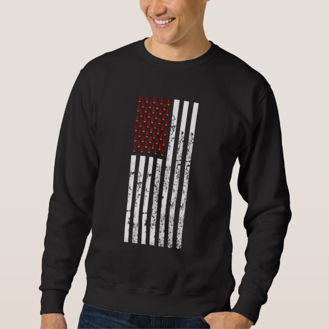 Clay Target Shooting Usa Flag - Retro Shotshell Fl Sweatshirt (Front)