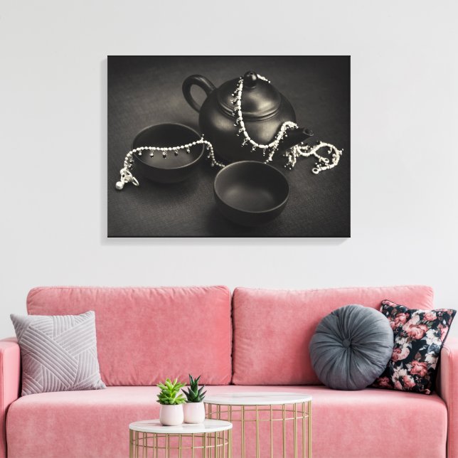 Clay Teapot Set & Silver Anklets Canvas Print (Insitu(LivingRoom))