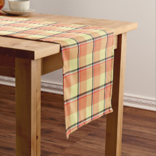 Claystone and Morning Mist Plaid Short Table Runner