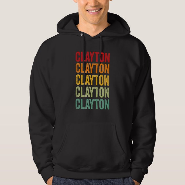 Clayton County Iowa Rainbow Text Design Hoodie (Front)