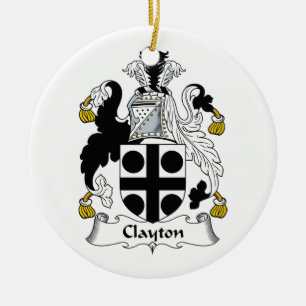 Clayton Family Crest Ceramic Tree Decoration