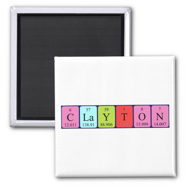 Clayton periodic table name magnet (Front)