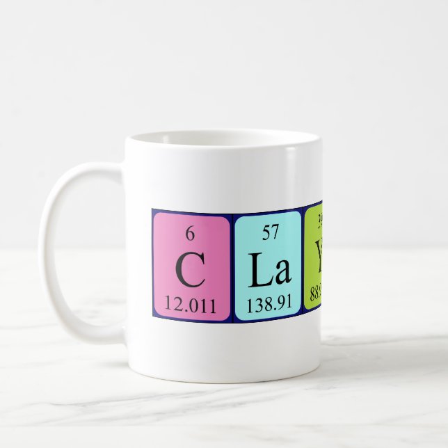 Clayton periodic table name mug (Left)