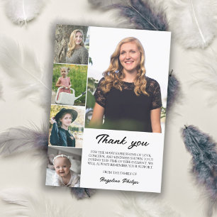 Clean 5 Photo Collage Bereavement Thank You Card