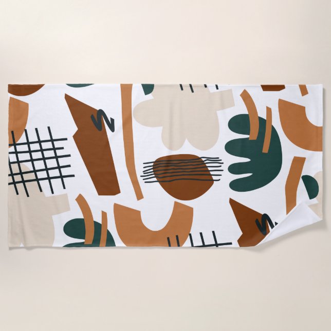 Clean Abstract Boho Pattern | Modern Minimal Beach Towel (Front)