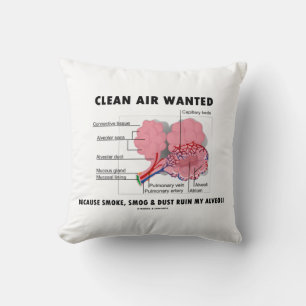 Clean Air Wanted Because Smoke Ruin Alveoli Humour Cushion