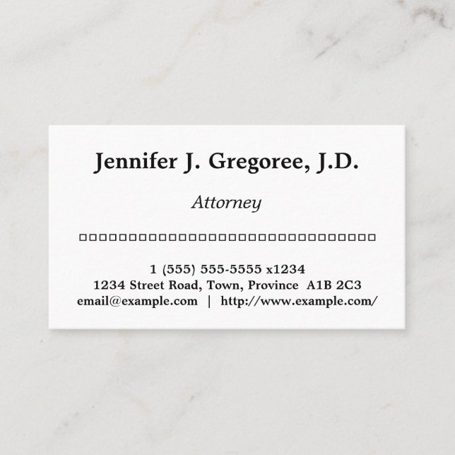 Clean and Basic Attorney Business Card (Front)