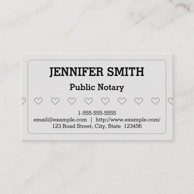 Clean and Basic Public Notary Business Card (Front)