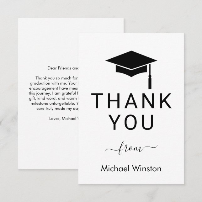 Clean and Chic Graduation Thank You Card (Front/Back)