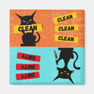 Clean and Dirty Funny Cat Dishwasher Magnet 