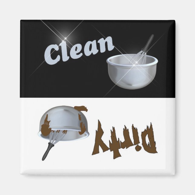 Clean and Dirty Kitchen Bowl Dishwasher Magnet (Front)