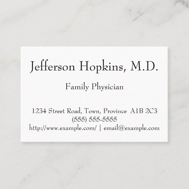 Clean and Minimal Family Physician Business Card (Front)