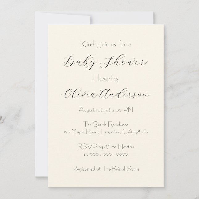 Clean And Minimalist Baby Shower Invitation (Front)