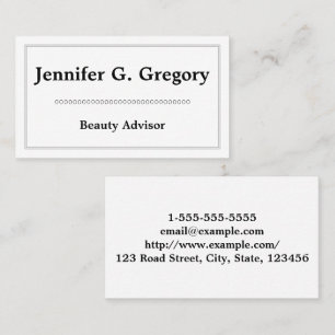 Clean and Plain Beauty Advisor Business Card