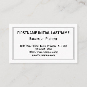 Clean and Plain Excursion Planner Business Card