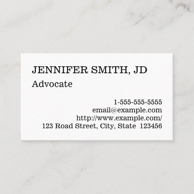 Clean and Professional Advocate Business Card (Front)