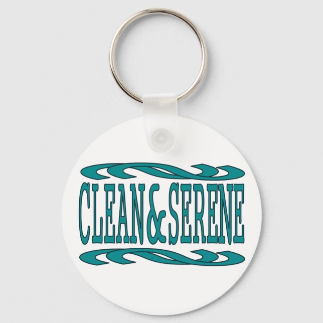 Clean and Serene Inspirational Recovery Quote Key Ring (Front)